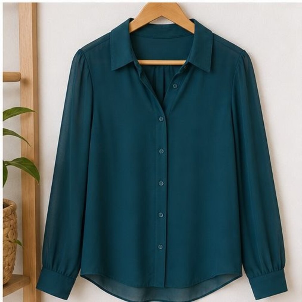 Teal Tie Neck Blouse